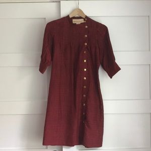 Silk belted shirt dress